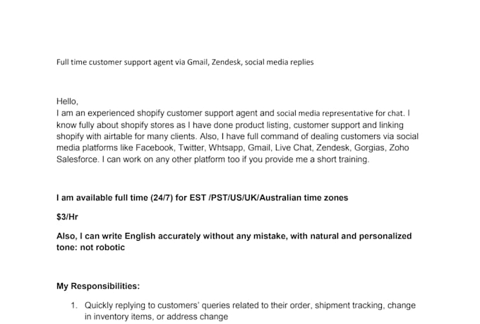 be full time customer support agent via gmail, zendesk, social media replies